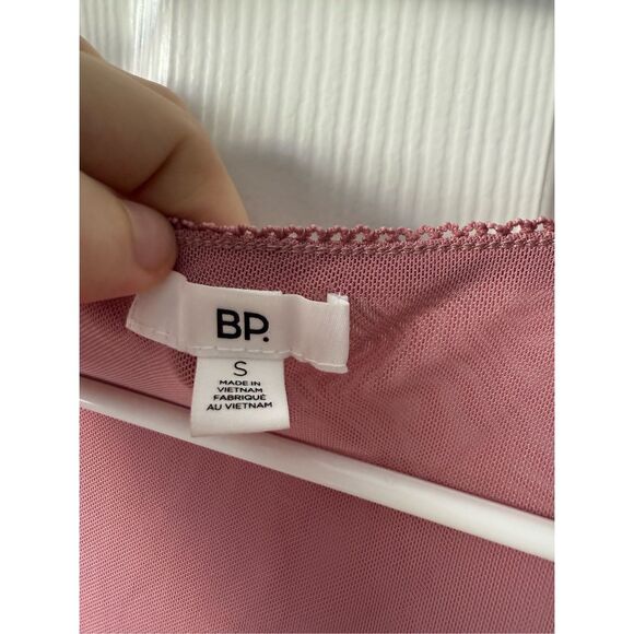 BP Nordstrom Crop Blouse Small Women's Pink Nostalgia Sheer V Neck NEW - Picture 2 of 4